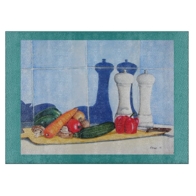 Stillleben Gemälde auf der Tafel Schneidebrett (Vorderseite)