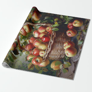 Stillleben-Malerei mit Äpfeln in einem Korb Decoup Geschenkpapier