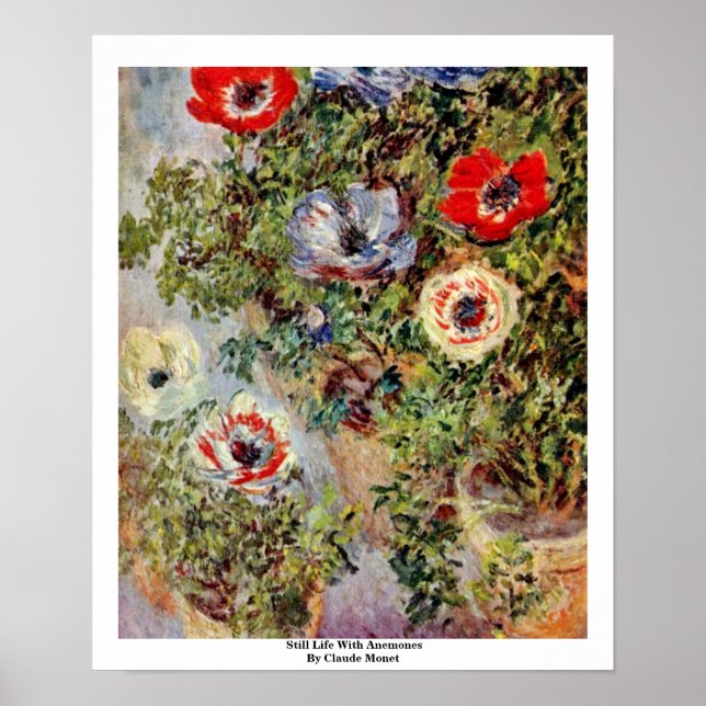 Stillleben mit Anemonen von Claude Monet Poster (Vorne)