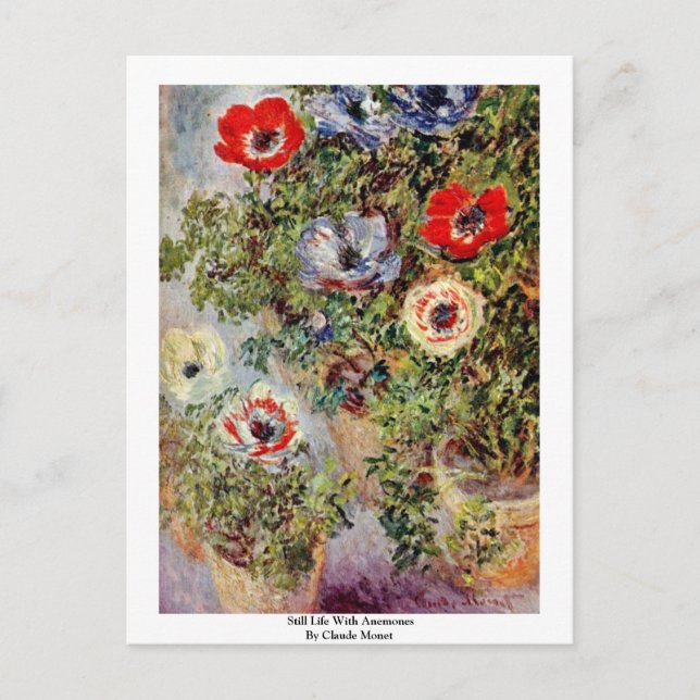Stillleben mit Anemonen von Claude Monet Postkarte (Vorderseite)