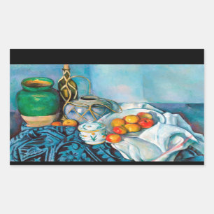 Stillleben mit Äpfeln Paul Cézanne malt Essen Rechteckiger Aufkleber