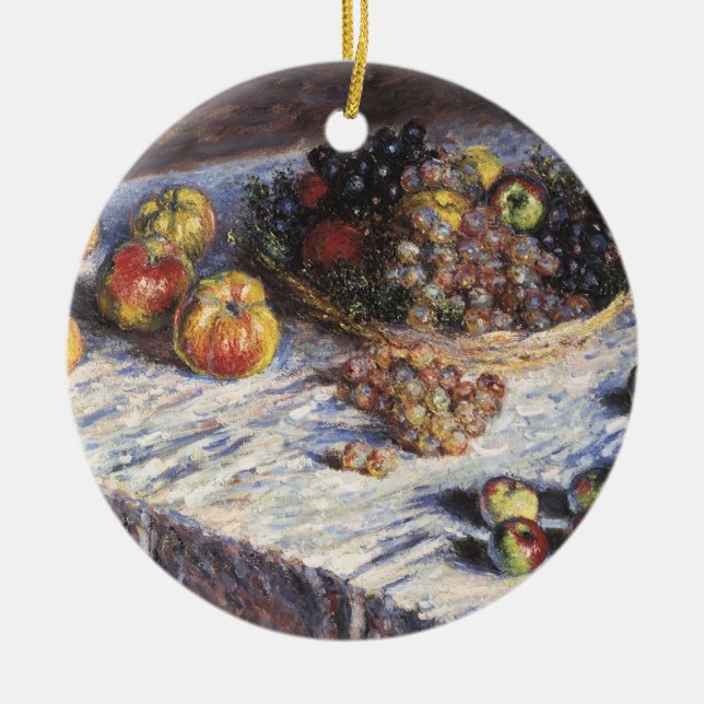 Stillleben mit Äpfeln und Trauben von Claude Monet Keramik Ornament (Vorne)