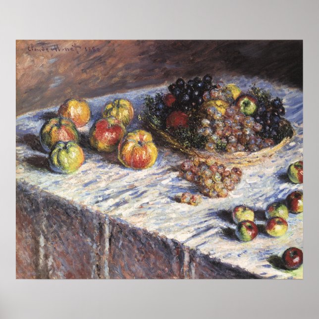Stillleben mit Äpfeln und Trauben von Claude Monet Poster (Vorne)
