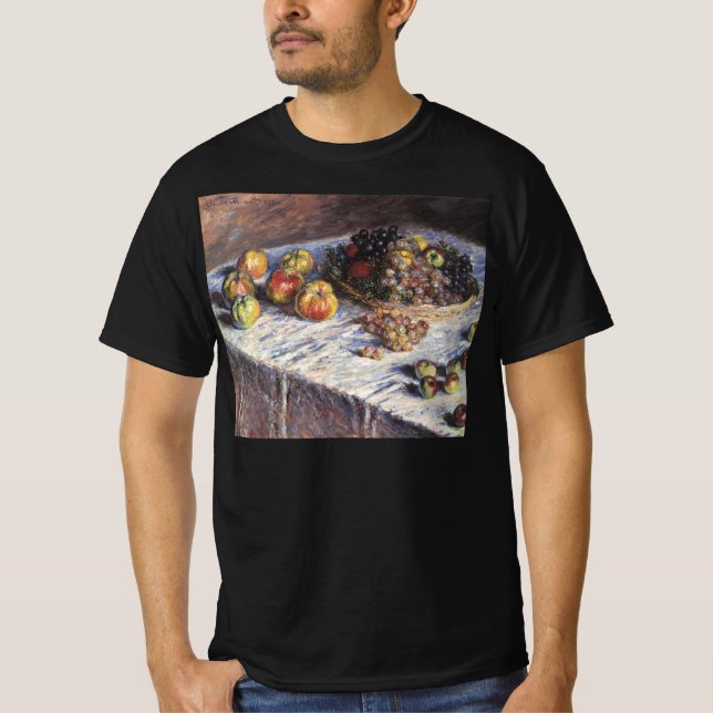 Stillleben mit Äpfeln und Trauben von Claude Monet T-Shirt (Vorderseite)