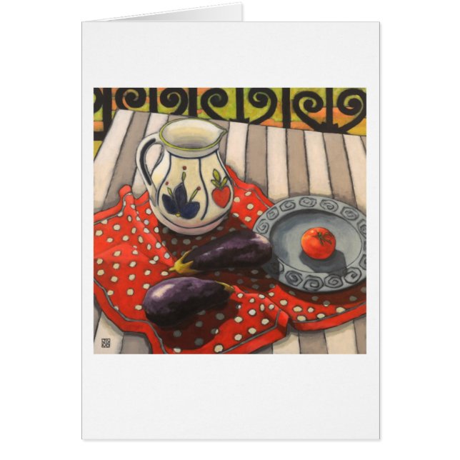"Stillleben mit Aubergine" Kunst Karte (Vorne)