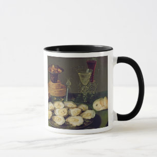 Stillleben mit Austern und Gläsern (Öl auf Platte) Tasse