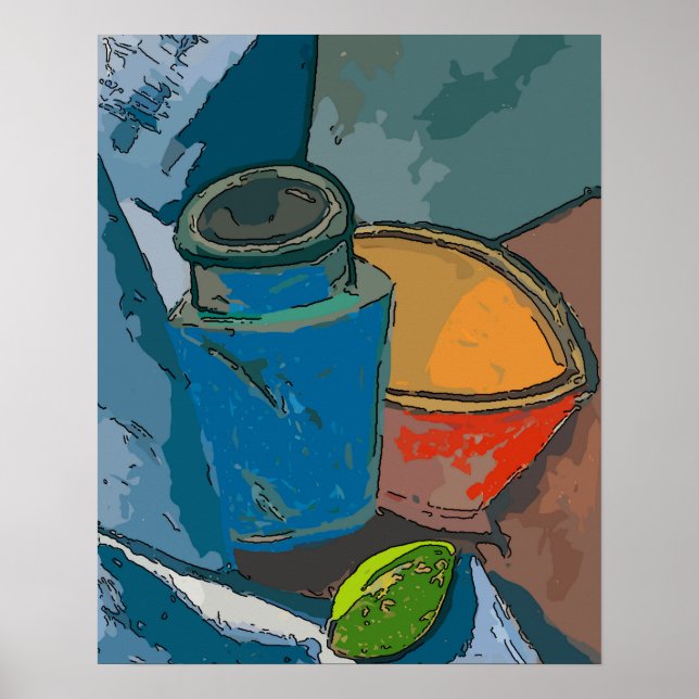 Stillleben mit Avacado Abstrakt Poster (Vorne)