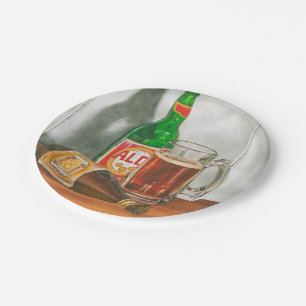 Stillleben mit Bier durch Jennifer Goldberger Pappteller
