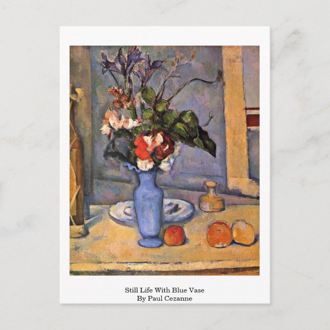 Stillleben mit Blauer Vase von Paul Cezanne Postkarte (Vorderseite)
