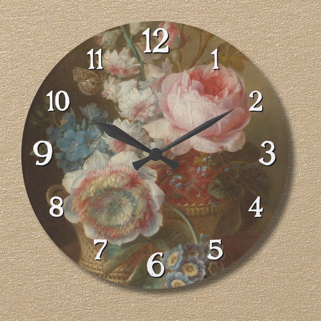 Stillleben mit Blume - Cornelis van Spaendonck Große Wanduhr (Von Creator hochgeladen)