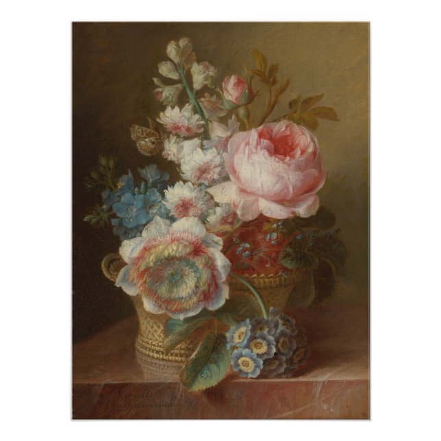 Stillleben mit Blume - Cornelis van Spaendonck Poster (Vorderseite)
