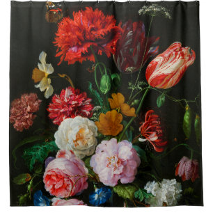Stillleben mit Blume in einer Glasvase Duschvorhang