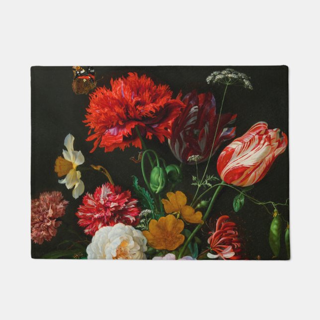 Stillleben mit Blume in einer Glasvase Fußmatte (Vorderseite)