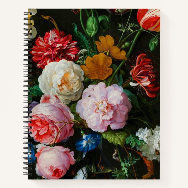 Stillleben mit Blume in einer Glasvase Notizbuch (Vorderseite)