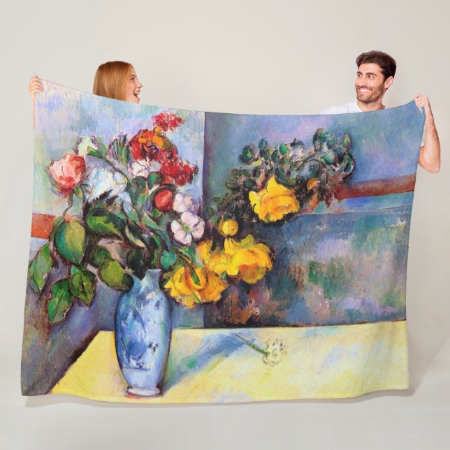 Stillleben mit Blume in einer Vase, Paul Cezanne Fleecedecke (Beispiel)