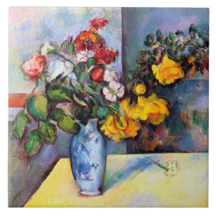 Stillleben mit Blume in einer Vase, Paul Cezanne Fliese