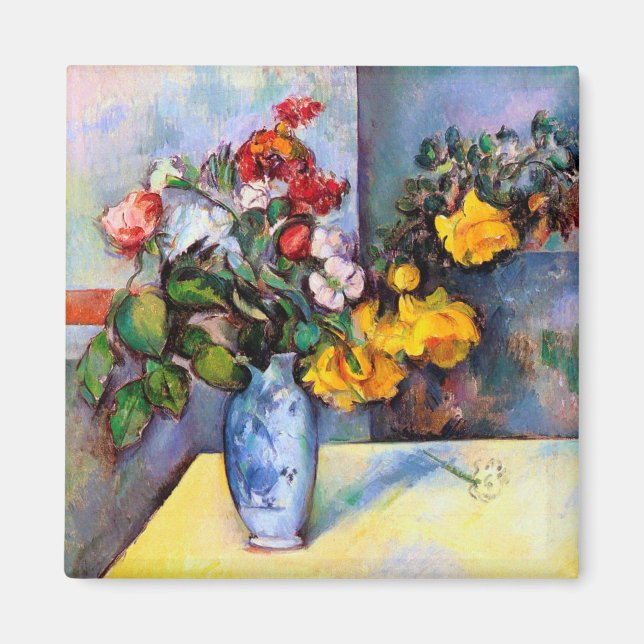 Stillleben mit Blume in einer Vase, Paul Cezanne Magnet (Vorne)