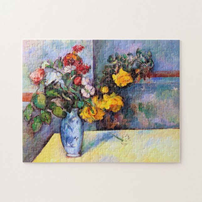 Stillleben mit Blume in einer Vase, Paul Cezanne Puzzle (Horizontal)