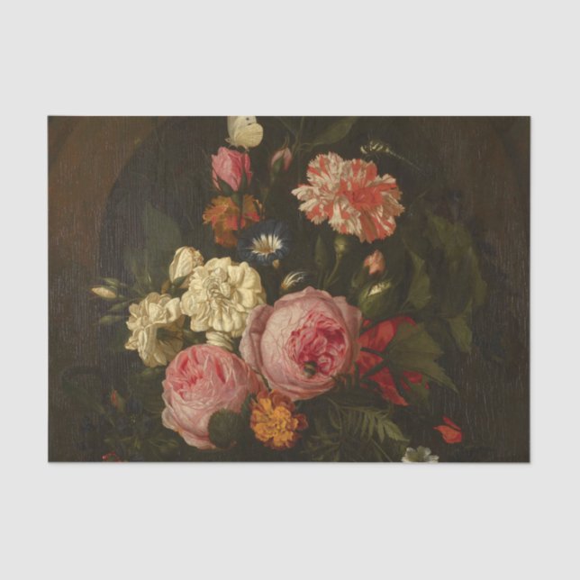 Stillleben mit Blume Insekten und einer Muschel Seidenpapier (Vorderseite)