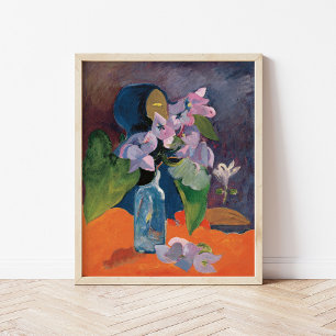 Stillleben mit Blume und Idol   Paul Gauguin Poster
