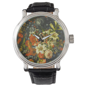Stillleben mit Blume und Obst Armbanduhr