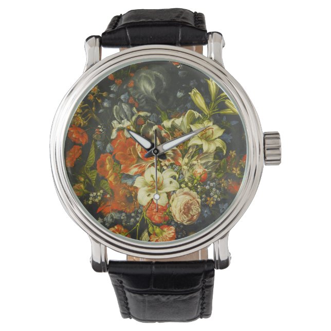 Stillleben mit Blume und Obst Armbanduhr (Vorderseite)