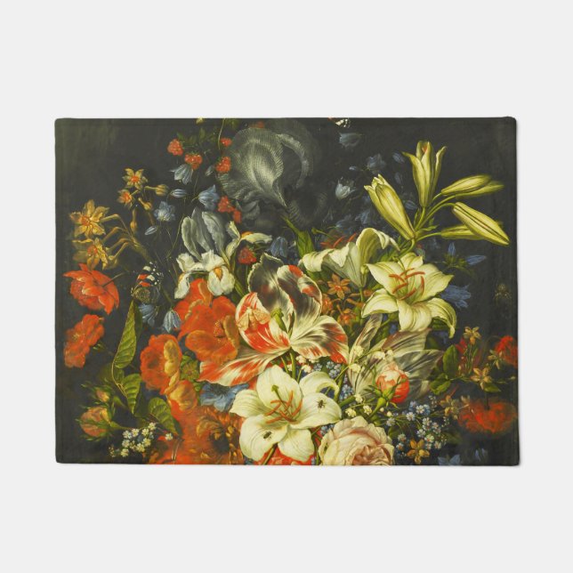 Stillleben mit Blume und Obst Fußmatte (Vorderseite)