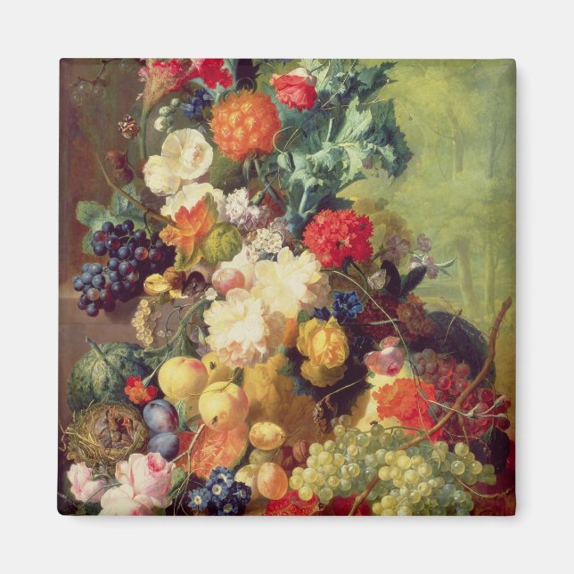 Stillleben mit Blume und Obst Magnet (Vorne)