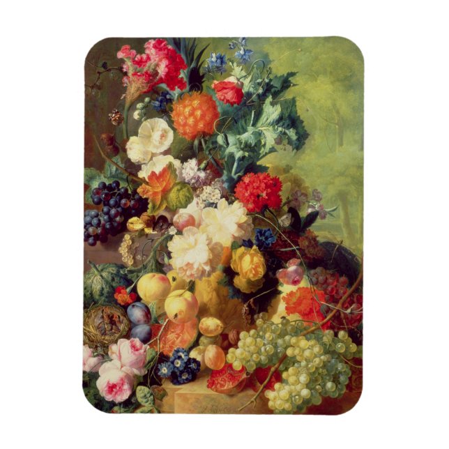 Stillleben mit Blume und Obst Magnet (Vertikal)