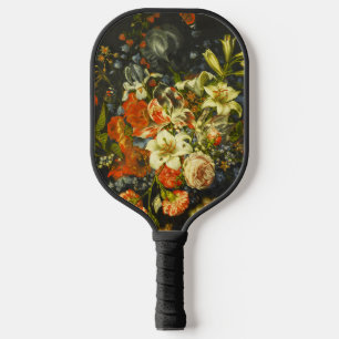 Stillleben mit Blume und Obst Pickleball Schläger
