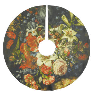 Stillleben mit Blume und Obst Polyester Weihnachtsbaumdecke