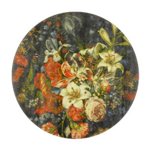 Stillleben mit Blume und Obst Schneidebrett