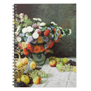 Stillleben mit Blume und Obst von Claude Monet Notizblock