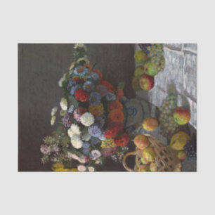 Stillleben mit Blume und Obst von Claude Monet Seidenpapier