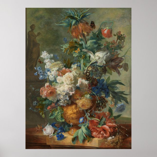 Stillleben mit Blume von Jan van Huysum Poster (Vorne)