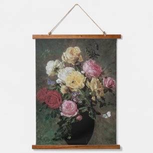 Stillleben mit Blumen in einer Vase von Olaf Herma Wandteppich Mit Holzrahmen