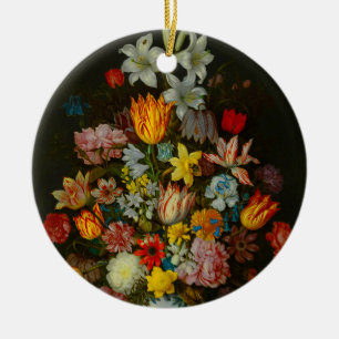 Stillleben mit Blumen in einer Wan-Li-Vase Keramik Ornament
