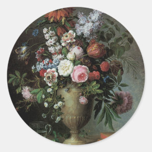 Stillleben mit Blumen Runder Aufkleber