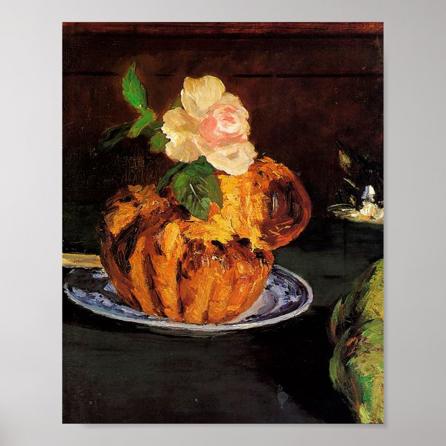 Stillleben mit Brioche von Édouard Manet Poster (Vorne)