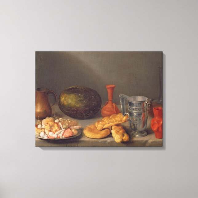 Stillleben mit Brot, 1648 Leinwanddruck (Vorderseite)