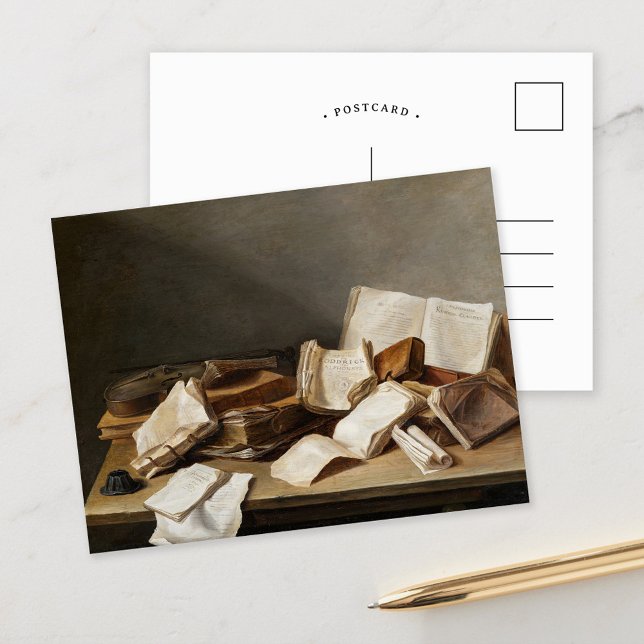 Stillleben mit Büchern | Jan Davidsz de Heem Postkarte (Von Creator hochgeladen)