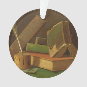 Stillleben mit Büchern und Tintenbrunnen Ornament