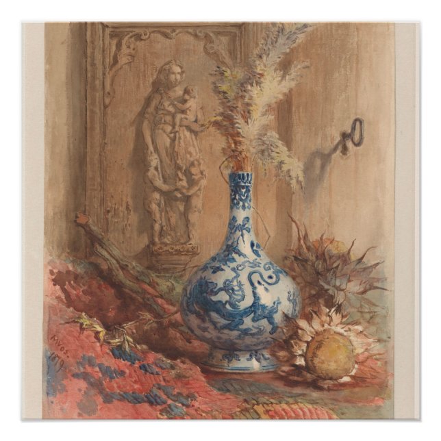 Stillleben mit chinesischer Vase und getrockneter  Poster (Vorderseite)
