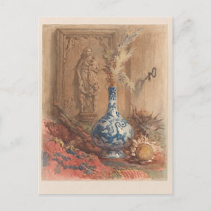 Stillleben mit chinesischer Vase und getrockneter Postkarte