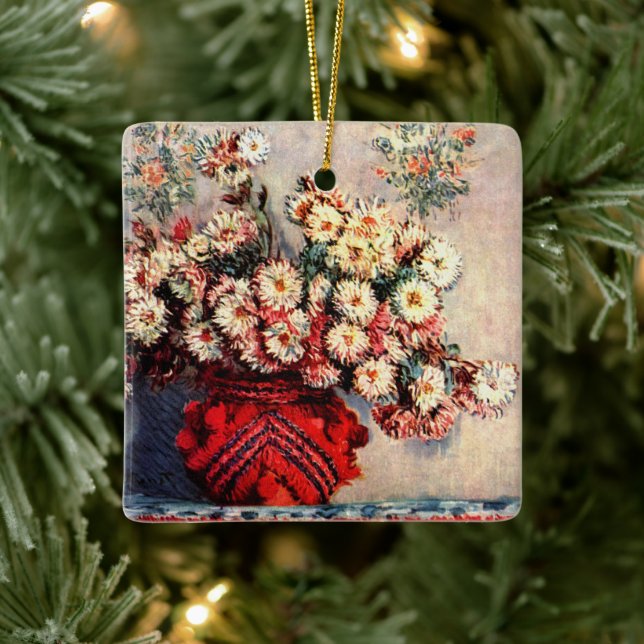 Stillleben mit Chrysanthemen von Claude Monet Keramikornament (Baum)
