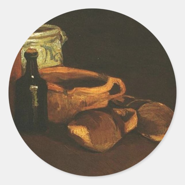 Stillleben mit Clogs und Pots, Van Gogh Runder Aufkleber (Vorderseite)