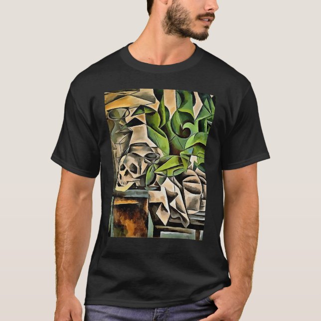 Stillleben mit Cranium Geometric Vanitas Art T-Shirt (Vorderseite)