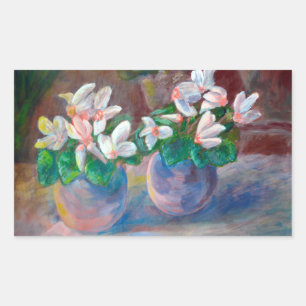 Stillleben mit Cyclamen Rechteckiger Aufkleber