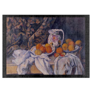 Stillleben mit einem Vorhang-hackenden Brett