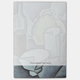 Stillleben mit einer Flasche Wein und einem Erdkri Post-it Klebezettel